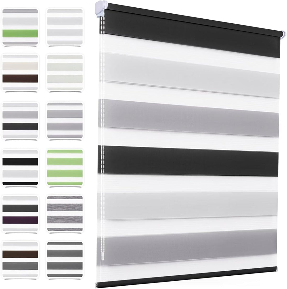 Doppelrollo klemmfix Duo Rollo ohne Bohren,85 x 140 cm(BxH) Weiß Creme Braun,Rollos für Fenster und Tür,Fensterrollo Klemmrollo Seitenzugrollo Easyfix lichtdurchlässig und verdunkelnd