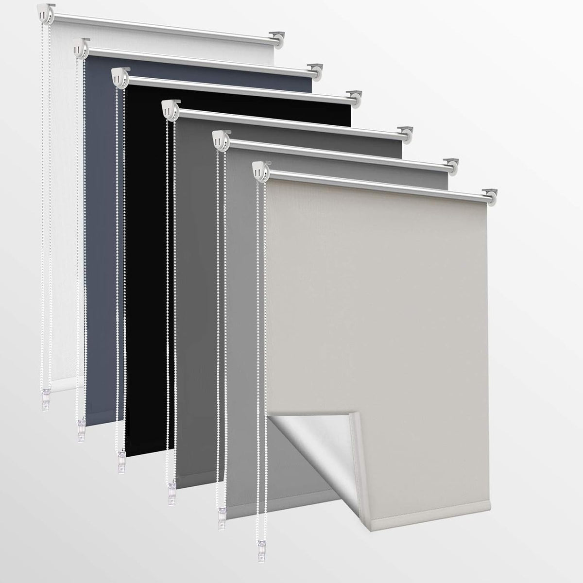 OUBO Verdunklungsrollo, Rollos für Fenster ohne Bohren & mit Bohren, (Creme, B65cm x H120cm), Verdunkelungsrollo klemmfix Thermo Rollo, Fensterrollo innen lichtundurchlässig