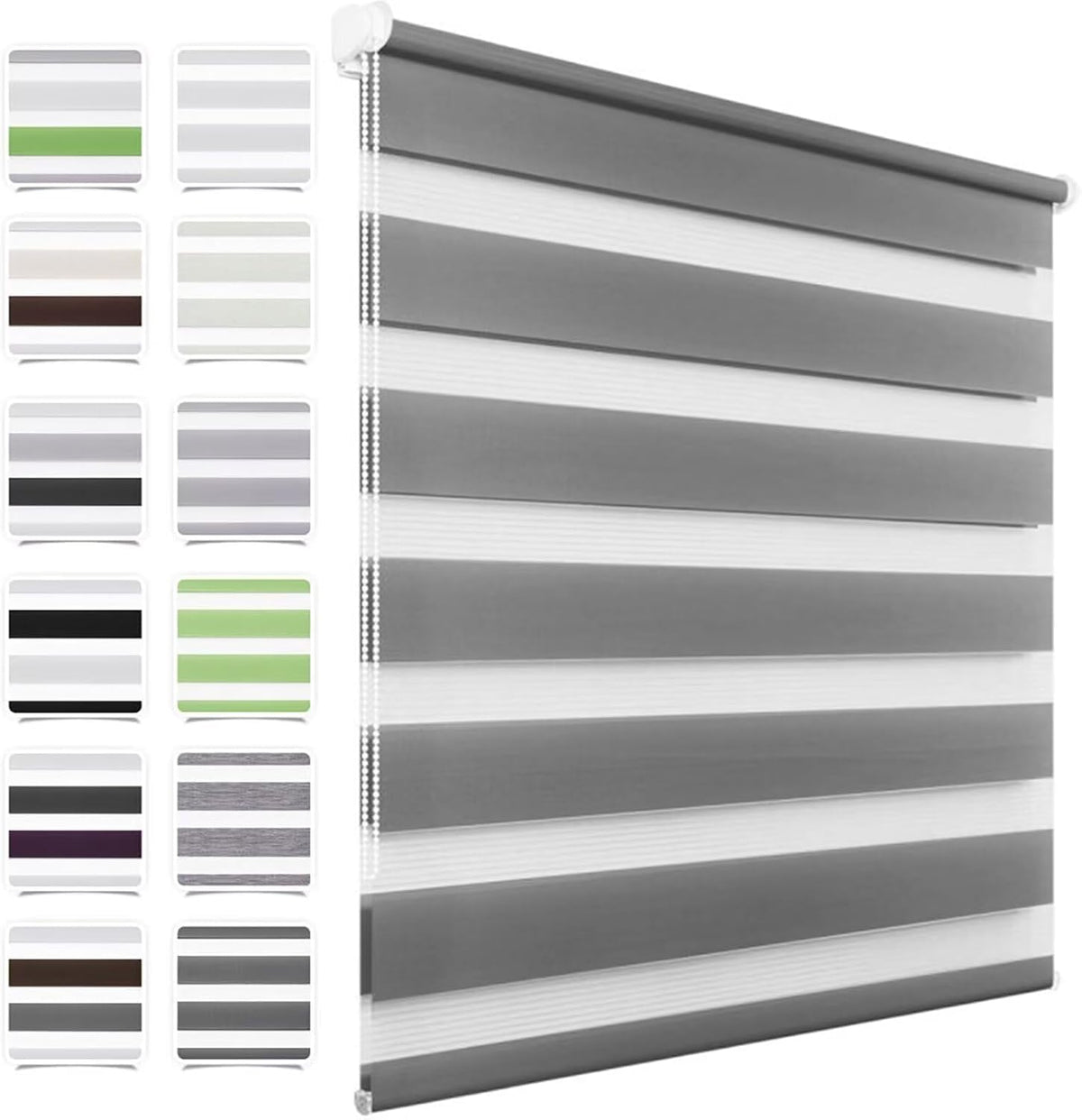 Doppelrollo klemmfix Duo Rollo ohne Bohren,60 x 120 cm(BxH) Anthrazit,Rollos für Fenster und Tür,Fensterrollo Klemmrollo Seitenzugrollo Easyfix lichtdurchlässig und verdunkelnd