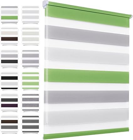 Doppelrollo klemmfix Duo Rollo ohne Bohren,45 x 140 cm(BxH) Weiß Grau Grün，Rollos für Fenster und Tür,Fensterrollo Klemmrollo Seitenzugrollo Easyfix lichtdurchlässig und verdunkelnd