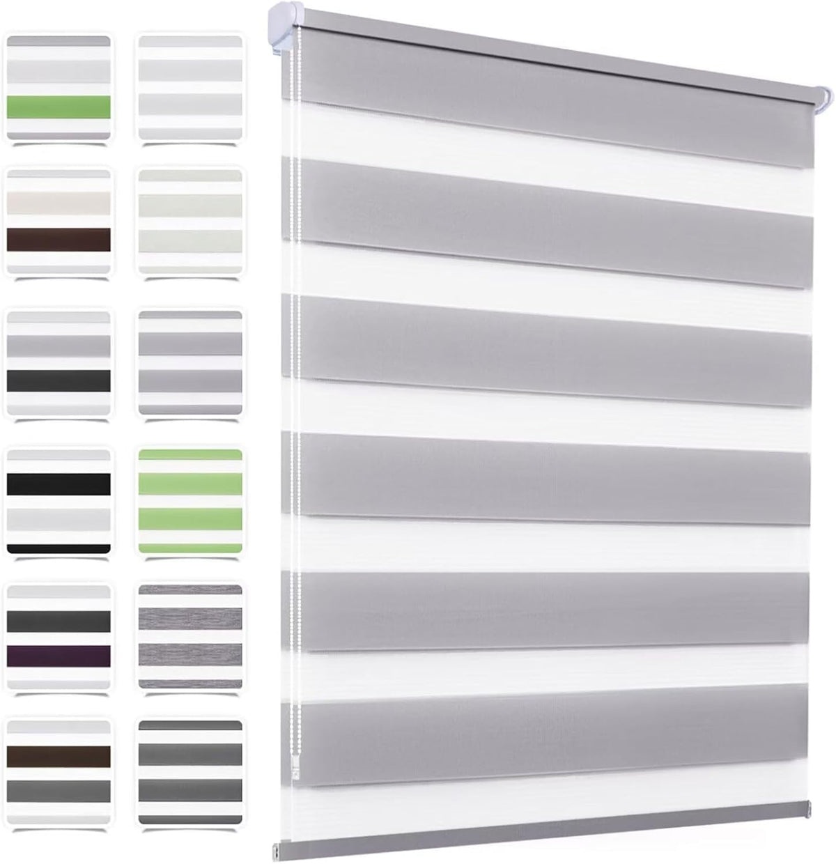 Doppelrollo klemmfix Duo Rollo ohne Bohren,90 x 210 cm(BxH) Grau，Rollos für Fenster und Tür,Fensterrollo Klemmrollo Seitenzugrollo Easyfix lichtdurchlässig und verdunkelnd