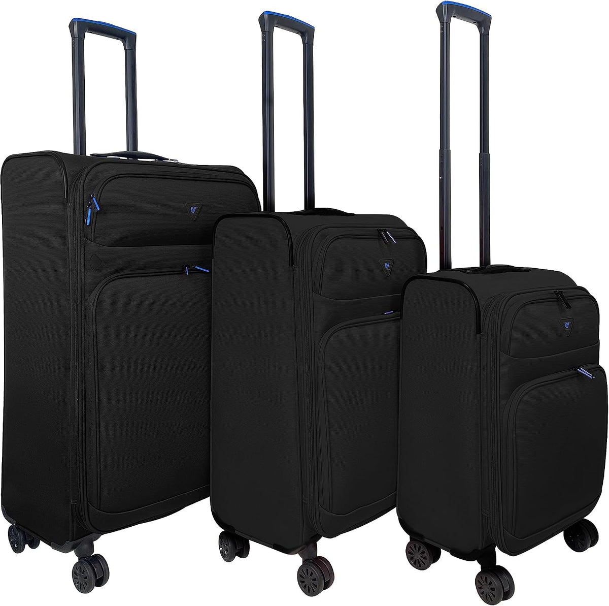 erweiterbar Stoffkoffer Set 3-teilig - Weichschalenkoffer Trolley - Reisekoffer mit 4 Rollen & TSA Schloss - Handgepäck & große Koffer, Schwarz